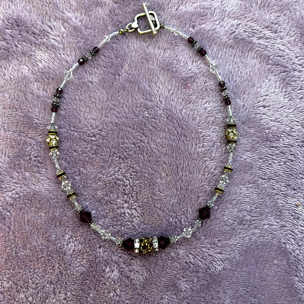 Swarovski Crystal Choker with Maroon Beads